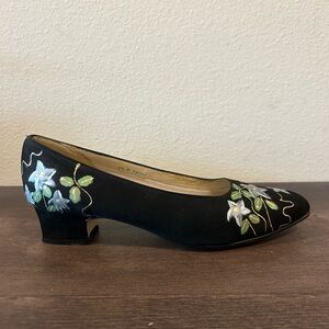 Vintage J. Alongi Hand Painted Floral Heels
